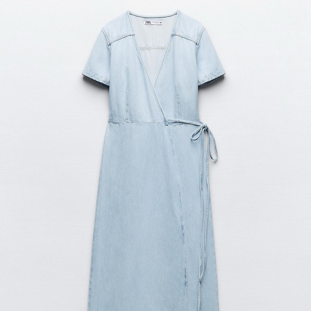 Zara Midi Denim Wrap Dress